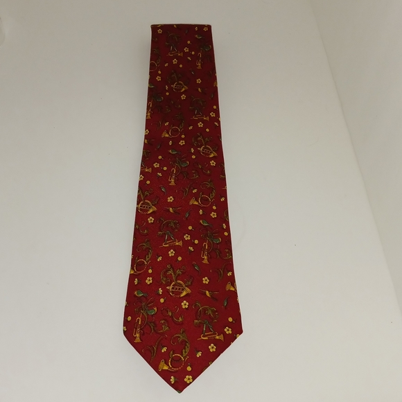 Salvatore Ferragamo Horns & Birds 100% Silk Tie, Vintage - Picture 1 of 7